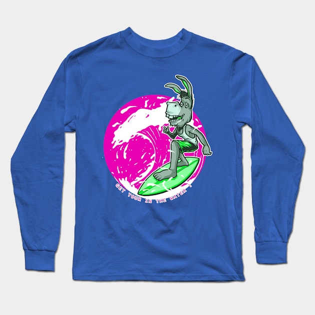 Get your ass in the water Pink and green Long Sleeve T-Shirt by Aventi